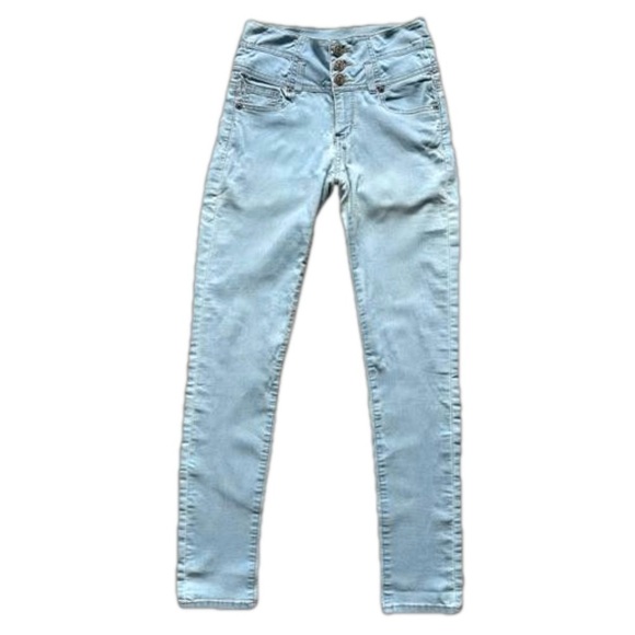 Wax Jean Mid Rise Skinny Light Wash - Size 7 - Picture 1 of 13